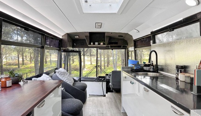 Bussie McBusFace, converted bus in Little River in Little River