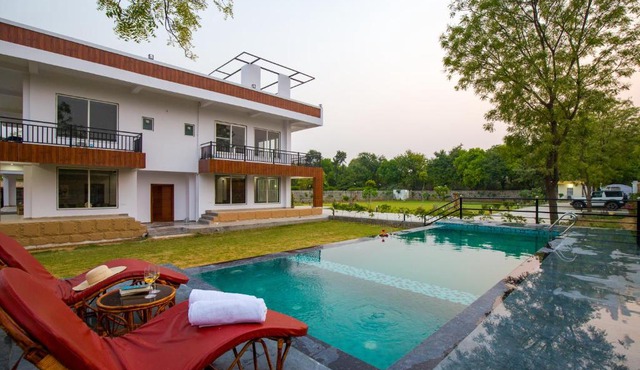 ELIVAAS Signature 3 BHK Amber Villa With Pvt Pool, Game Room & Studio Rooms in Dhauj