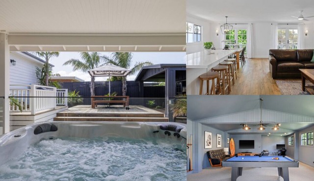 Spa jacuzzi, modern, stylish, separate games room, backyard, fully fenced in Cape Woolamai